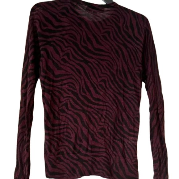 Loft Burgundy and Black Zebra Patterned, Semi-Sheer Cardigan - Large - Picture 2 of 5